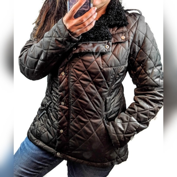 Vince Camuto Zipper Puffer Faux Fur Jacket, S - Picture 6 of 8